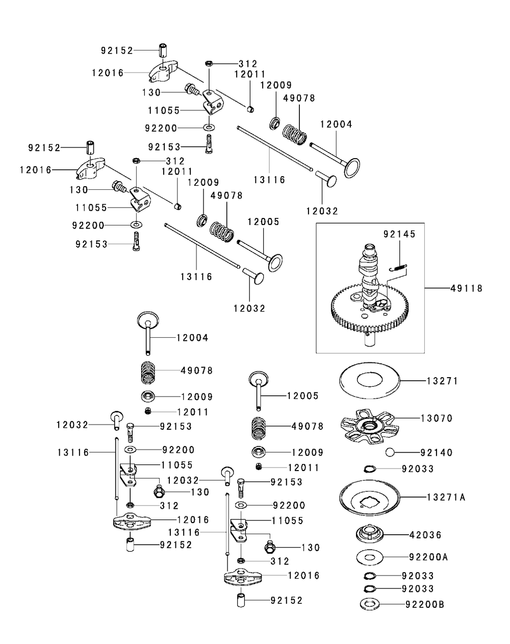 Kawasaki Fr651v-As08 Valve And Camshaft Diagram and Parts List for XT2-LX46KW (Carb-13WFA1CT210)(2015) Cub Cadet Lawn Tractor